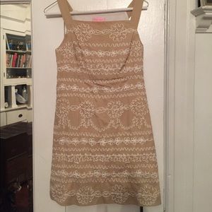 Lilly Pulitzer Tan Embroidered Shift Tank Dress
